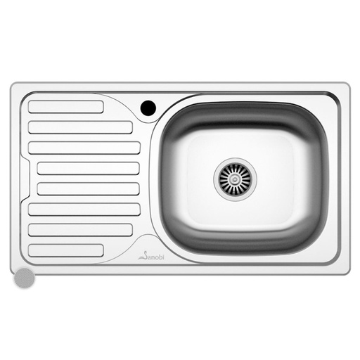 [P007434] Chiuveta Sanobi 2101.BDL.760X435mm, adancime 160mm, cuva pe dreapta, montare pe blat, finisaj texturat