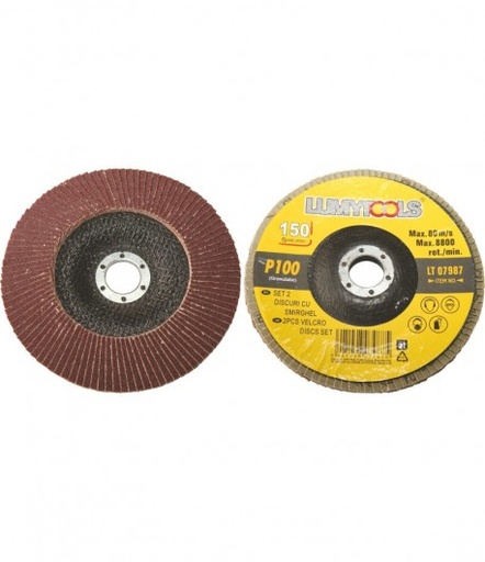 [P006042] Set 2 discuri cu şmirghel, granulație P100  Ø 150 mm  rot/min 8500