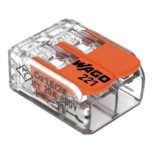 [P006920] Cleme legături rapide cabluri Wago, 2 Poli, 4 mm², 450V / 32A, 100 bucăți