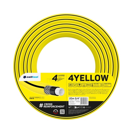 [P003503] Furtun pentru grădină CELLFAST 4 straturi, 4YELLOW , 3/4" 20 m