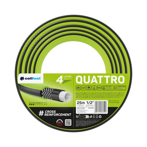 [P003807] Furtun 1/2" pentru grădină CELLFAST, QUATTRO 4 straturi, 25 ml