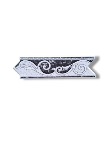 [P007601] List ceramic decor 200x60 mm, alb, black