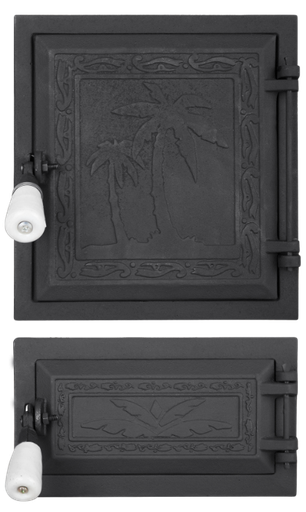 [P005600] Ușă pentru sobă și cenușar din fontă model palmier, 27x140 cm, lățime 250 mm
