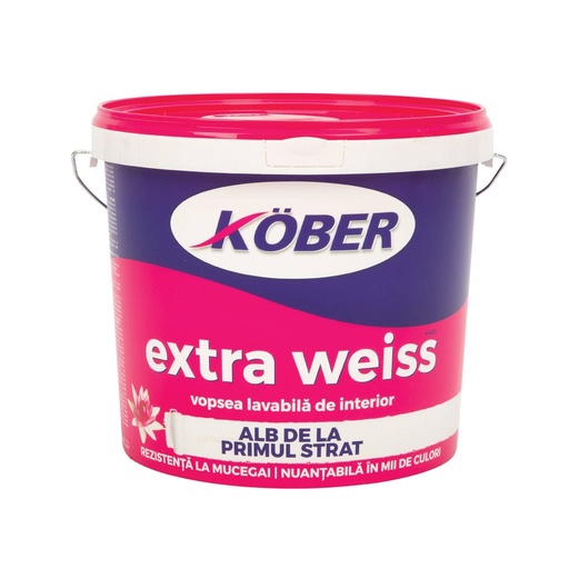 [P005042] Vopsea lavabilă pentru interior Kober Extra Weiss albă, 2 l