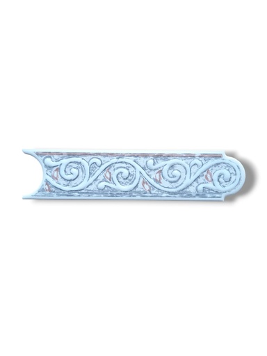 [P007556] List ceramic decor 200x50 mm, ornament, red&grey