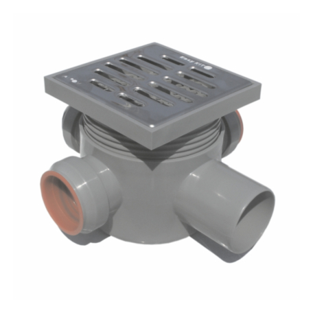 [P004641] Sifon pardoseală, 3 intrări Ø 40 mm 1 ieșire Ø 50mm H 80 mm inox