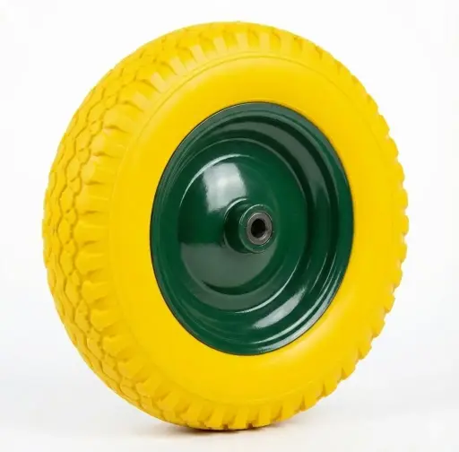 [P008639] Roată roabă din poliuretan cu jantă metal şi rulment, 3,5 x 8