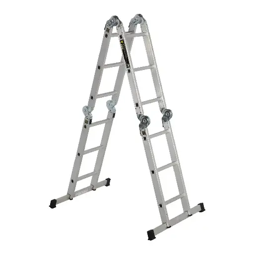 [P010335] Scară aluminiu multifuncțională pliabilă, 4 tronsoane 4x4 trepte, 4.73 m