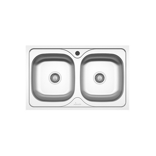 [P004781] Chiuvetă bucătărie din inox cu 2 cuve 800x500 mm, 2232.BM-XXL fără picurător
