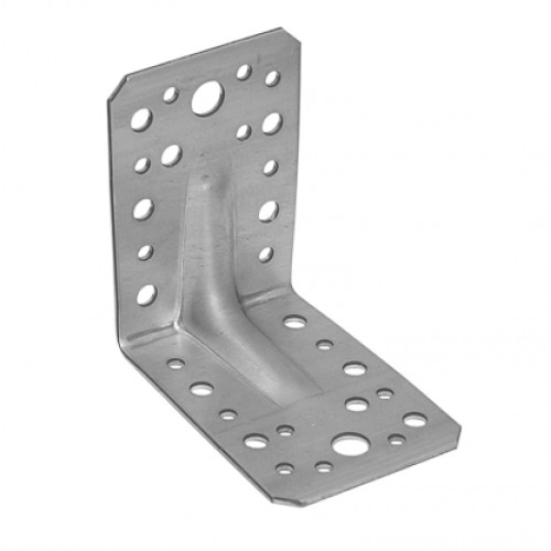 [P005107] Colțar/vinclu din oțel zincat perforat rigidizat, 90x90x65x2 mm