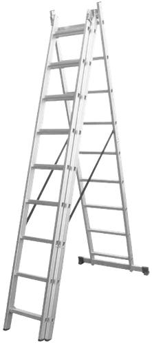 [P001247] Scară aluminiu trei tronsoane, 3x7 trepte, înălţime 422 cm