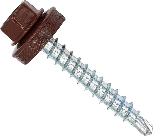 [P005550] Șurub autoforant cu cap HEX 4.8x35 mm, șaibă EPDM Ø14 mm, RAL 8017 prindere pe lemn, 30 bucăți