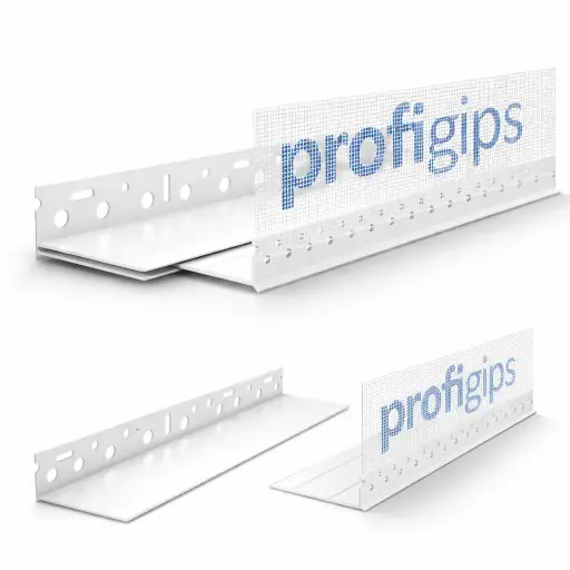 [P010826] Profil soclu PVC cu plasă fibră de sticlă pentru termoizolații (ETICS), 2 m, 10–16 cm