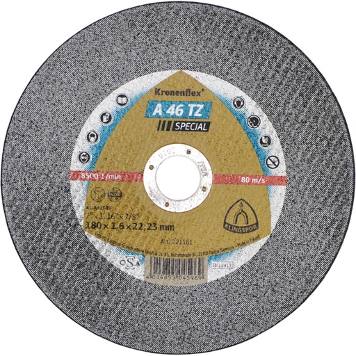 [P004821] Disc debitare Klingspor A46TZ SP, 180x1,6x22mm, taiere inox