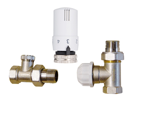 [ST_823] Set robineți termostatați drepți Invena PROV 1/2”, cu cap termostatic, alb