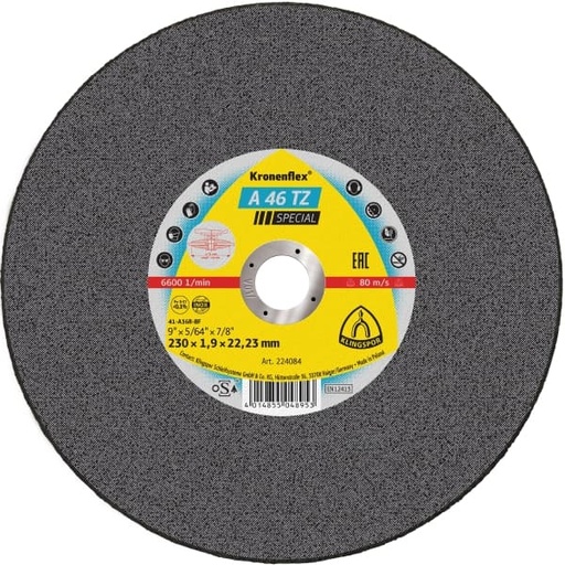 [P006257] Disc de debitare Kronenflex® A 46 TZ Special plat pentru inox, oțel, 230x1.9 mm