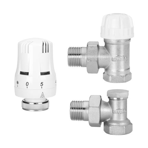 [P003952] Set 2 robineti cap termostatat nichelat tur, retur D. 1/2''