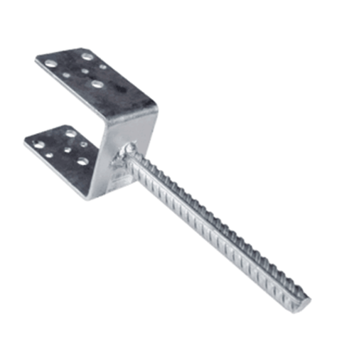 [P006749] Suport stâlp tip U cu tijă zincat fixare în beton, 141x60x102x4 mm