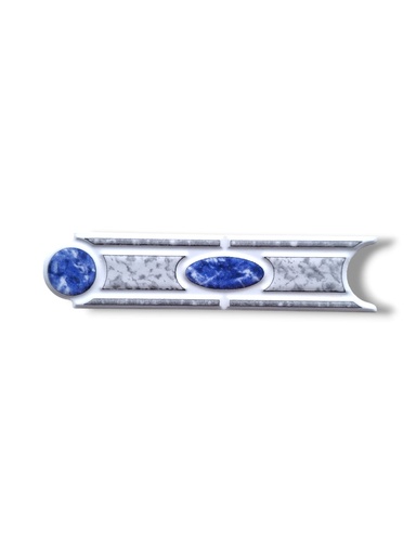 [P007592] List ceramic decor 200x50 mm, fugurine, albastru, maro