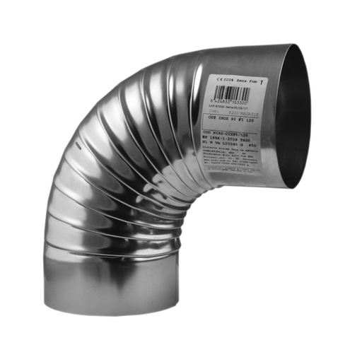 [P003363] Cot burlan inox 90°, Ø 120 mm