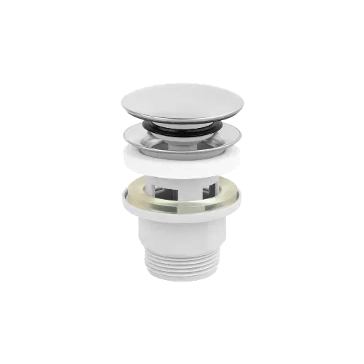 [P003941] Ventil universal pentru lavoar clik clack ABS, finisaj inox, ciuperca mare cu preaplin