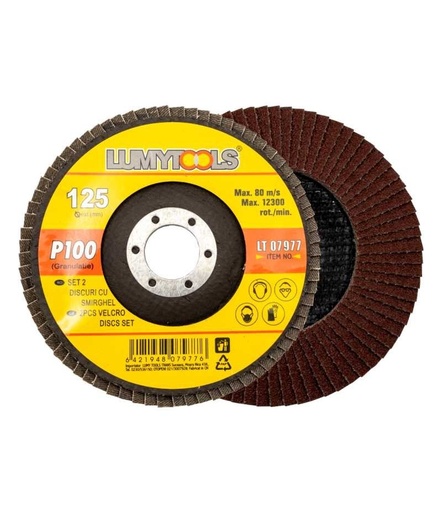 [P006038] Set 2 discuri cu şmirghel, granulație P100  Ø 125 mm  rot/min 12200