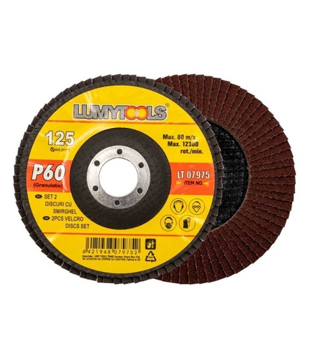 [P006037] Set 2 discuri cu şmirghel, granulație P60  Ø 125 mm  rot/min 12200