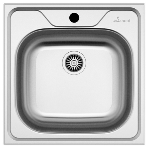 [P004779] Chiuvetă bucătărie pătrată Sanobi 2301.BPM inox, 480x480x165 mm