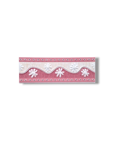 [P007598] List ceramic decor 200x70 mm, flori, roz 