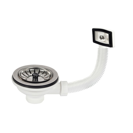 [P004186] Ventil 3"1/2x1"1/2 cu gratar din inox, preaplin dreptunghiular, racord flexibil