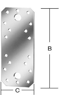 [ST_2199] Placa perforata plata, pentru imbinare constructii din lemn, din otel zincat, 180x40x2,5 mm