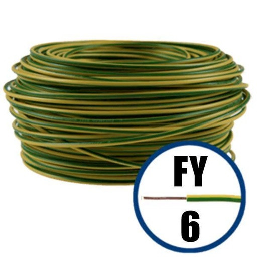 [P003870] Cablu electric FY (H07V-U) 6 mmp, izolatie PVC, galben-verde