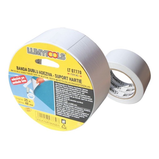 [P006668] Bandă dublu adezivă pe suport hârtie, 48 mm x 25 ml