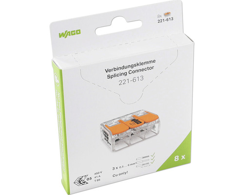 [P010325] Cleme legături rapide cabluri Wago 3x6 mm², 8 buc.