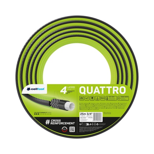 [P006268] Furtun 3/4" pentru grădină CELLFAST, QUATTRO 4 straturi, 25 ml