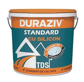 [P006679] DURAZIV Standard cu Silicon - Tencuială decorativă structurată bază albă, gruarz 2 mm, 25 kg