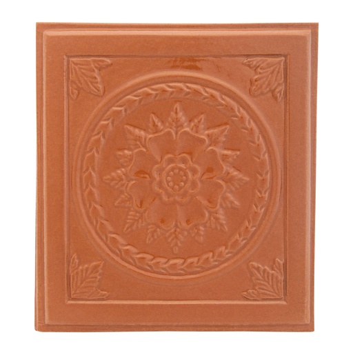 [P007606] Placă medalion Floral din teracotă alun