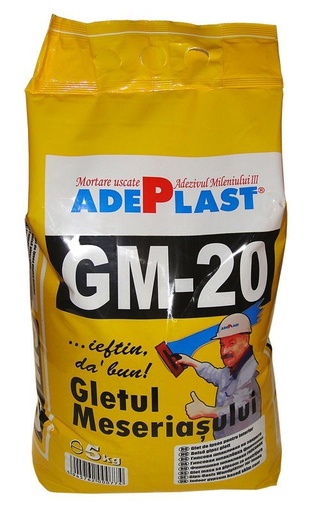 [P009811] Gletul Meseriașului ADEPLAST GM-20 pe bază de ipsos pentru interior alb 5 kg