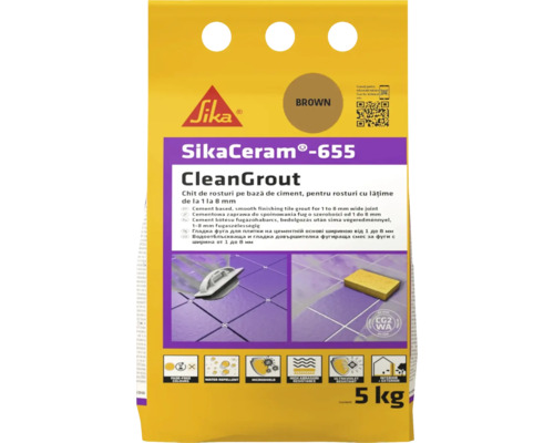 [P002732] Chit de rosturi gresie și faianță SikaCeram 655 CleanGrout Brown, 5 kg