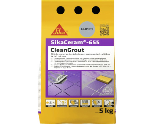 [P002726] Chit de rosturi gresie și faianță SikaCeram 655 CleanGrout Graphite, 5 kg