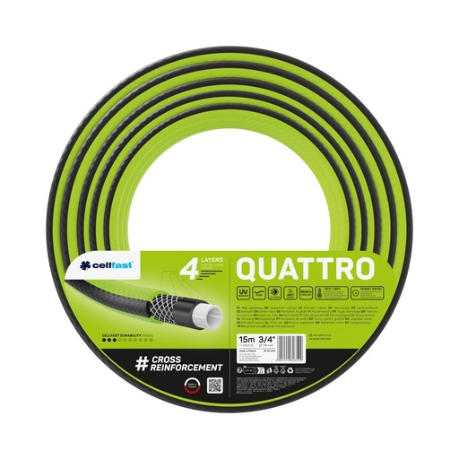 [P003782] Furtun 3/4" pentru grădină CELLFAST, QUATTRO 4 straturi, 15 ml