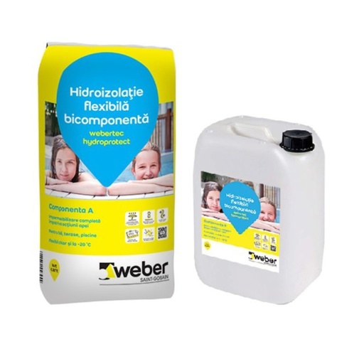 [P008118] Webertec hydroprotect hidroizolaţie flexibilă bicomponentă 10l + 20kg