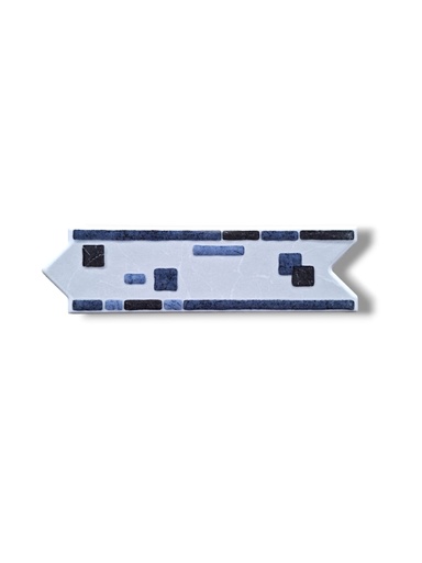[P007597] List ceramic decor 200x60 mm, figuine, albastru, gri, alb