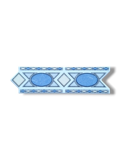 [P007549] List ceramic decor 200x60 mm romb, oval, blue