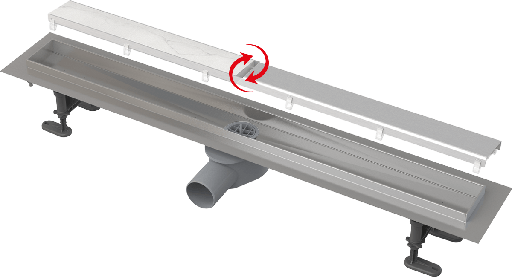[P007199] Rigolă/Canal de duș APZ13-DOUBLE9 cu grătar reversibil, oțel inoxidabil, 55 cm