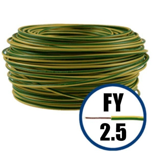 [P003863] Conductor electric FY (H07V-U) 2.5 mmp, izolație PVC, galben-verde
