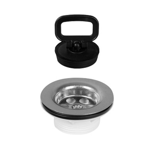 [P006005] Ventil pentru lavoar 3326, grătar inox, dop cu mâner, 1”1/4