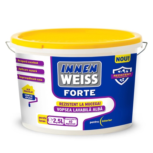 [P010936] Vopsea lavabilă, Innenweiss Forte, interior, alb, 2.5 l