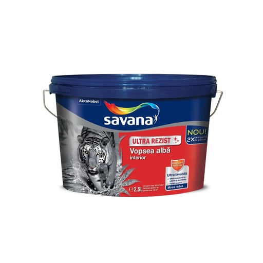 [P005054] Vopsea ultra-lavabilă albă pentru interior Savana Ultra Rezist, 2.5 l