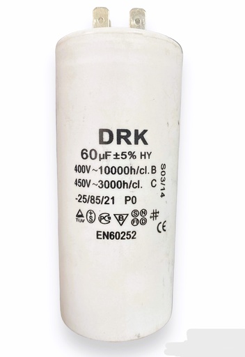 [P009453] Condensator pornire motor 60 µF 400V-450V, cu pin